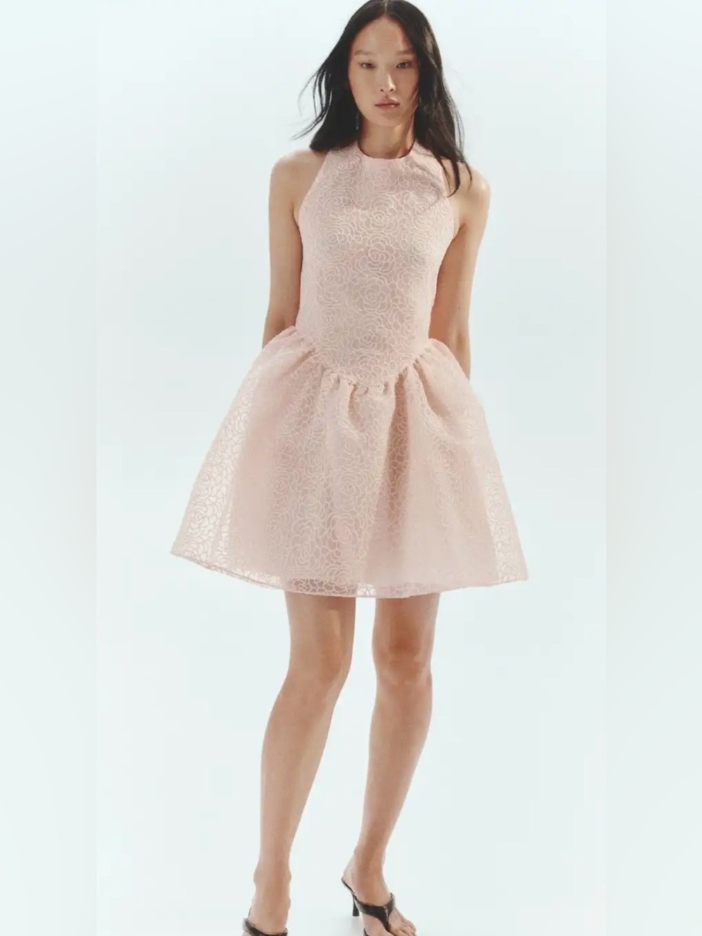 NWT H&M Pink Embroidered Halter Dress Size XXS